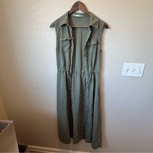Maurices Green Sleeveless Sundress with Notched Collar